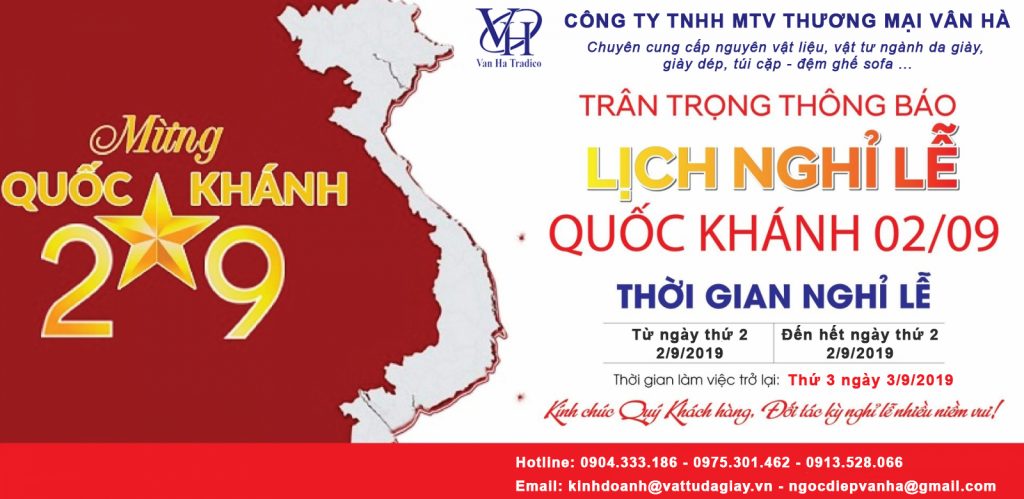van ha thong bao nghi le 1 1024x499 - Công ty TNHH TM Vân Hà thông báo lịch nghỉ lễ 2/9/2019